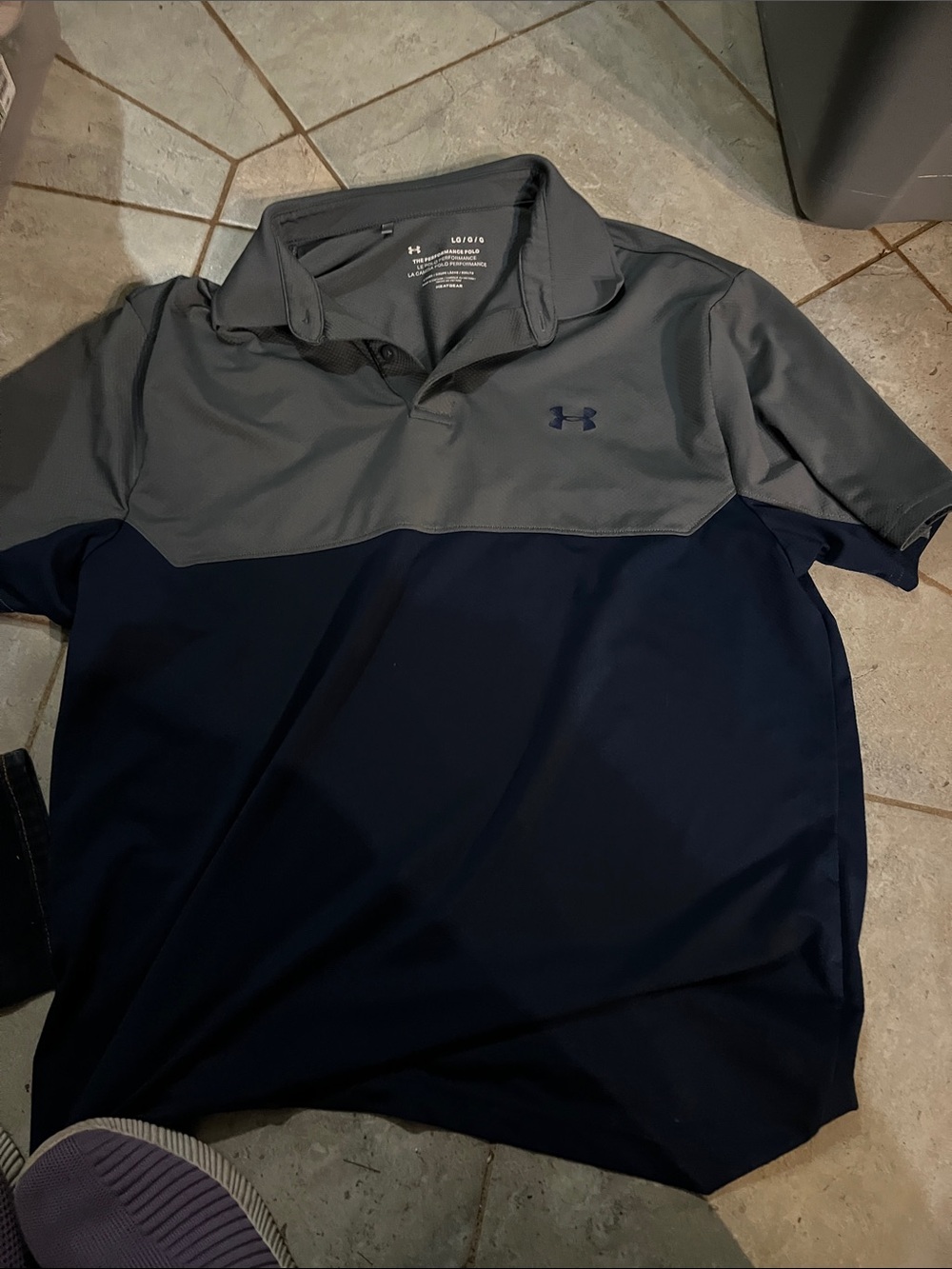 Under Armour Men’s Gray and Navy Colorblock Polo